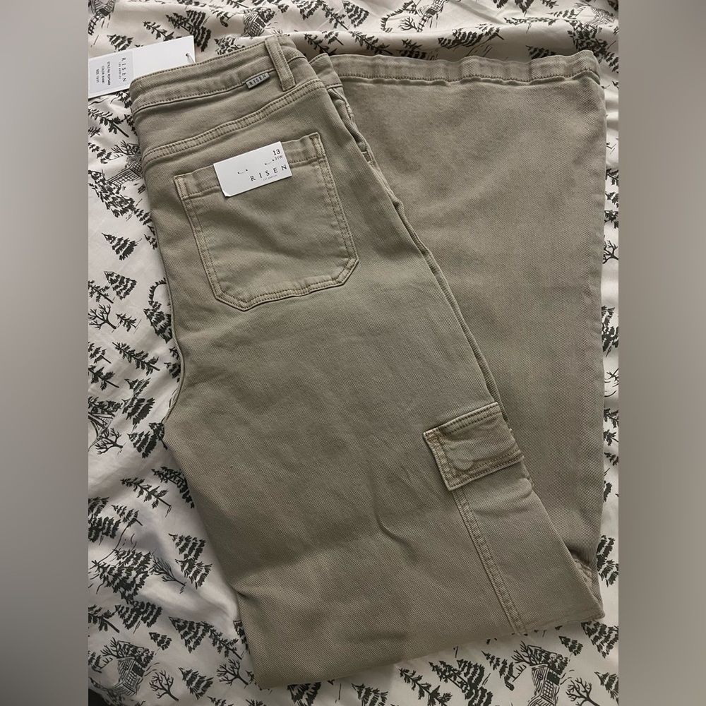 Khaki - High Rise Pants (Cargo)